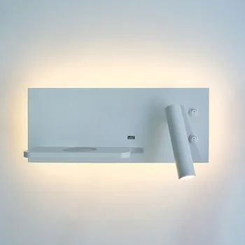 ZEROUNO LED Miegamojo Lempa Skaitymo Lemputė USB įkroviklis Sienos Sconce Lovos, LED Apšvietimas, telefonas, Belaidis Kroviklis funkcinės Sieniniai Šviestuvai