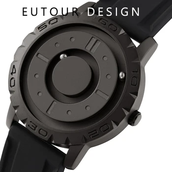 Eutour originalas brand new magnetinė rodyklė nemokamai sąvoka kvarco žiūrėti vyriškų laikrodžių mados gumos dirželis