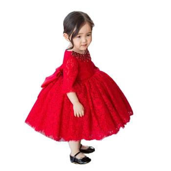 Raudono Tiulio Zawalcowany Baby Girl Dress Krikšto Suknelė Kūdikiams 1 Metų Gimtadienio Suknelė Naujagimių Mergina Chirstening Suknelė Kūdikių