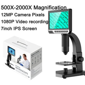 500X-2000X 12MP Skaitmeninis Mikroskopas su 7\