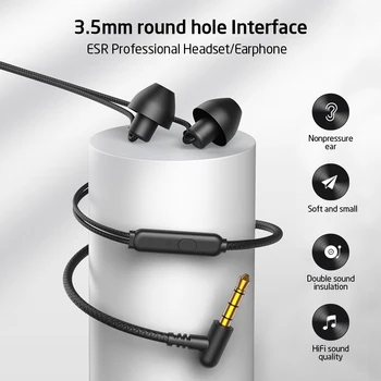 ESR 3.5 mm Lizdas, Ausinės, Laisvų rankų įrangos Su Built-in Mikrofono Tipas-C Uosto In-Ear Stereo Ausinių Laidinio Ausinės Universal Ląstelių