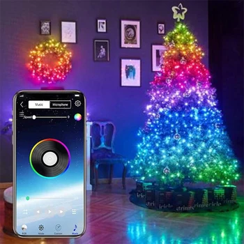 Kerstboom Decoratie Žibintai Užsakymą Led String Žibintai App Afstandsbediening Licht Lada-Koop