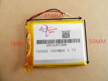 3,7 V ličio polimero baterija 705065 3000MAH mobiliojo galia Tablet PC GPS navigacijos