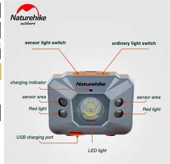 Naturehike LED Žibintai 4 Režimai Žibintų Šviesos Jutiklis Ultralight & Vandeniui Kempingas Veikia Žygiai Skaityti USB Kabelis Įtraukti