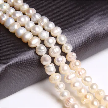 5-5.5 mm, Natūralus Baroko baltos spalvos gėlavandenių prarasti perlų karoliukai Dirbtiniu būdu išauginti Perlai, Karoliukai, papuošalai priėmimo 