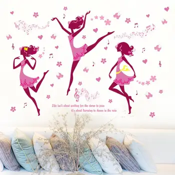 Lipdukas sienų lipdukai ant sienos Šokio dvasia gėlių fėja jaunimo šokių daina sienų lipdukai Pasakų Miegamojo Kambarį