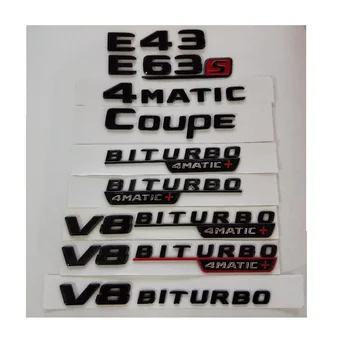 Blizgus Juodas E43 E63 E63s V8 BITURBO 4MATIC+ Sparnas Kamieno Emblema Emblemų, Ženklų Mercedes Benz AMG W207 W211 W212 W213 Sedanas