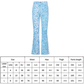 Mėlyna Gyvūnų Leopardas Spausdinti Elegantiškas Ilgas Kelnes Ponios Atsitiktinis Derliaus Aukšto Liemens Kelnės Capris Streetwear Y2K Sweatpants Harajuku