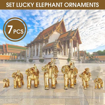 Mini Nustatyti Feng Shui Elegantiškas Elephant Trunk Statula Pasisekė Turto Statulėlės Amatų Papuošalai Dovana 