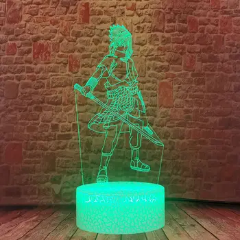 Cool 3D Iliuzija LED Lentelė naktinė lempa Spalvingų šviesų Modelis Naruto Uchiha Sasuke Anime veiksmo ir žaislas duomenys