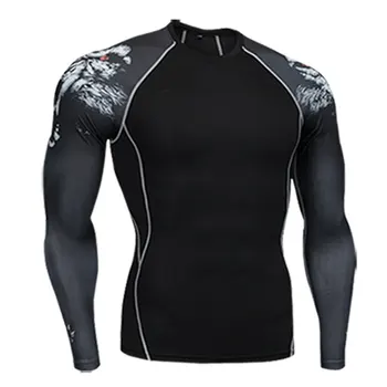 Rashguard vyrų suspaudimo triko ilgomis rankovėmis marškinėliai S-4XL MMA vyriški prekės ženklo Drabužių Fitneso tvirtumas T-shirt Suspaudimo Vyrai