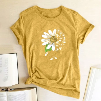 Daisy Bear Paw Spausdinti marškinėliai Moterims Vasaros Grafinis Tee Estetinės Marškinėliai Moterims Atsitiktinis Trumpas Rankovės Ponios Viršūnes Camiseta Mujer