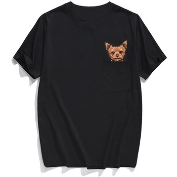 Vyrų Marškinėliai Mados Prekės ženklo vasaros kišenėje Jorkšyro atspausdintas t-shirt vyrams, moterims, marškinėliai Hip-hop viršūnes juokinga medvilnės tees