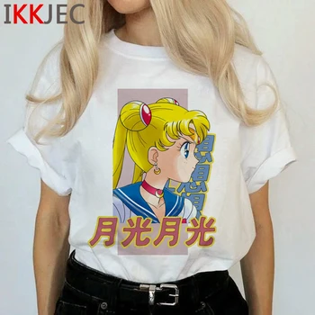 Kawaii Sailor Moon Juokingas Animacinių filmų T Marškinėliai Moterims Harajuku Ullzang Mielas marškinėliai Usagi Grafinis Tshirts korėjos Stiliaus Viršaus Tees Moteris