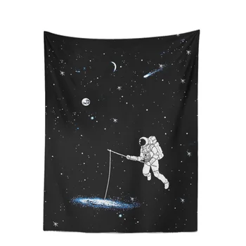 Romanas Hipių Astronautas Gobelenas Kopėčių Poilsio Mėnulis, Žvaigždės Meteoras Juodoji Skylė Miegamasis Apdaila Sienos Kabo Poliesteris Antklodė A