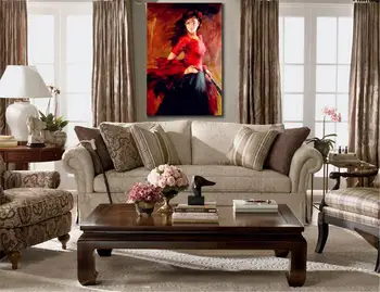 Rankomis tapytos Drobės meno tapybos graži moteris Flamenko Šokėja paveikslas kūrinyje Balerina Moterų nuotraukos sienų dekoras