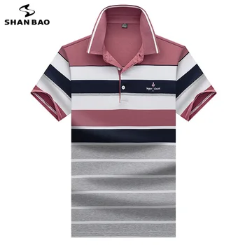 2020 metų vasaros nauji aukštos kokybės patogūs medvilniniai siuvinėjimo vyriški trumpomis rankovėmis Polo marškinėliai verslo atsitiktinis striped Polo marškinėliai