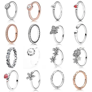 16 Stilius Klasikinis Sidabro Spalvos Žiedai Su Drugelio Daisy Kristalų Vestuvių & Party Žiedas Moterims, Papuošalai