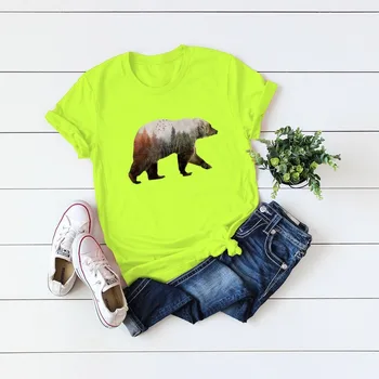 Moterų marškinėliai Plius Dydžio Medvilninius Marškinėlius Polar Bear Spausdinti Derlius T-shirt Moterims, O-Kaklo trumpomis Rankovėmis harajuku Viršūnes Streetwear