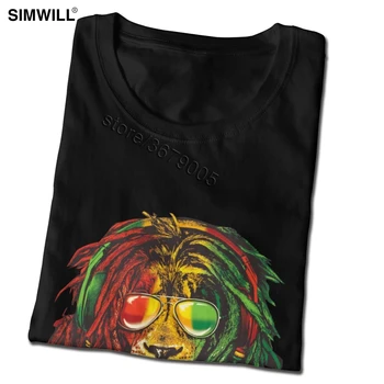 Vyrai Afrikoje Liūtas Galia t shirt Grafikos spausdinimo Rasta Reggae Muzikos marškinėliai trumpomis Rankovėmis, Streetwear Hip-Hop Šukuotinės Medvilnės Tees