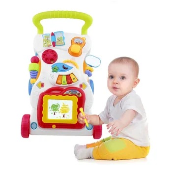 Automobilių žaidimas Baby Walker Bamblys Pėsčiomis Asistentas Daugiafunkcinis Muzikos Handcart Kūdikio Vežimėlis Sit-to-Stand Walker Pirmas Žingsnis Automobiliai