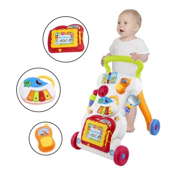 Automobilių žaidimas Baby Walker Bamblys Pėsčiomis Asistentas Daugiafunkcinis Muzikos Handcart Kūdikio Vežimėlis Sit-to-Stand Walker Pirmas Žingsnis Automobiliai