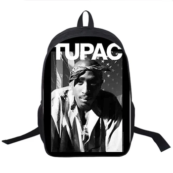 16 Colių atsparus Vandeniui Kuprinės Tupac Reperis 2Pac Hip-Hop Rap Spausdinti Moterys Vyrai Grįžti Į Mokyklos Kuprinė Maišelis Paauglys Backbag