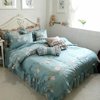 Nauja Europos medvilnės patalynės komplektas sielovados spausdinti pynimas antklode padengti romantiška nakvynė sijonas kokybės patalynę namų tekstilės lova apima