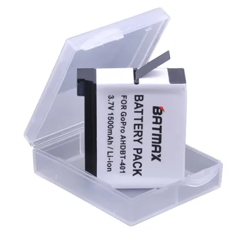 NAUJAS Aukštos Kokybės 1500(mAh) AHDBT-401 AHDBT 401 402 Baterija GoPro eiti pro GoPro4 HD Hero 4 Hero4 Black Silver Edition(2pack)