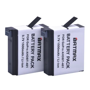 NAUJAS Aukštos Kokybės 1500(mAh) AHDBT-401 AHDBT 401 402 Baterija GoPro eiti pro GoPro4 HD Hero 4 Hero4 Black Silver Edition(2pack)