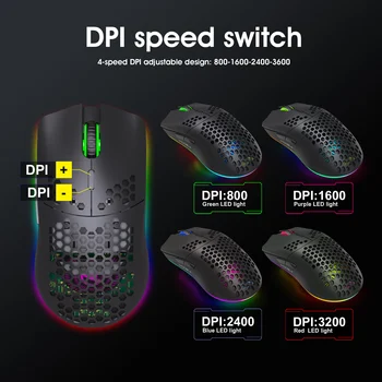 Nauja bevielė pelė RGB apšvietimas, built-in baterijos bičių skylę pelė tinka nešiojamas PC gamer