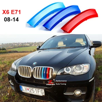 Puikus 3D M Performanc Priekinių Grotelių Apdaila motorsport Juosteles 2008 iki 2018 BMW X6 E71 E72 F16 Grotelės Padengti veiklos Lipdukai
