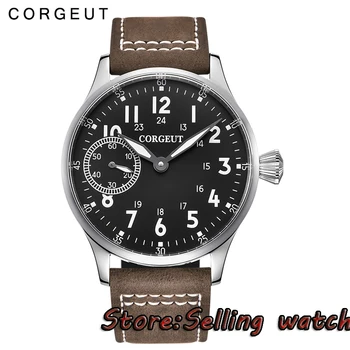 44mm Corgeut black dial, Nerūdijančio plieno Atveju 17 brangenybės 6497 vertus likvidavimo judėjimo vyriški Žiūrėti