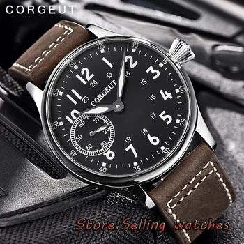 44mm Corgeut black dial, Nerūdijančio plieno Atveju 17 brangenybės 6497 vertus likvidavimo judėjimo vyriški Žiūrėti