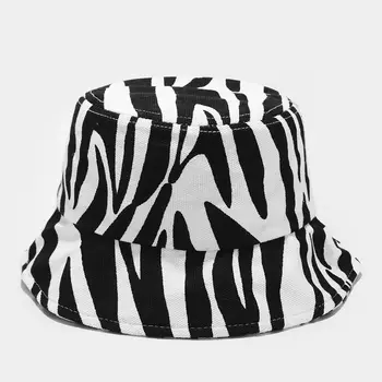2020 Zebra Stripes Kibirą Skrybėlę Vasarą, Moteris, Vyras Medvilnės Dangtelis Merginos Lauko Mados Paplūdimio Bob Saulė Vyras Panamos Skrybėlė