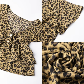 2020 Plus Size Vasaros Moterų Suknelė Poliesteris trumparankoviai Seksualus V-kaklo Leopardas Spausdinti Bohemijos Paplūdimio Suknelė Atsitiktinis Šalies Dress4XL
