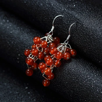 Elegantiška, Originali Raudonas Agatas Vynuogių String Formos Auskarai Moterims Natūralaus Akmens Fine Jewelry Dovanų Šalis