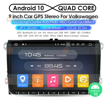 DSP RDS, 2+16 Android 2Din VW/Volkswagen/Golf/Polo/Tiguan/Passat/b7/b6/leon/Skoda/Octavia automobilio Radijo, GPS Automobilinis Multimedia player
