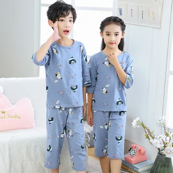 2020 m. Pavasario Vasaros Vaikų Pižama Homewear Nustatyti Kūdikio Pusė Rankovėmis Sleepwear Berniukų, Mergaičių Pižamos naktiniai drabužiai Vaikams Medvilnės 3-16Y paauglių