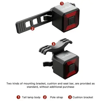 Dviračio Šviesos USB Dviračio Žibintas atsparus Vandeniui IPX4 6 Blykstės Režimai Automatinė Indukcijos Stabdymo LED Žibintų MTB Dalys, Dviračių Aksesuarai