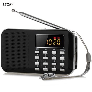 LEORY L-218 Mini AM FM Radijas Garsiakalbis Imtuvas Nešiojamas Stereo Muzikos Grotuvas TF Kortelė USB Žibintuvėlis Radijo stotys