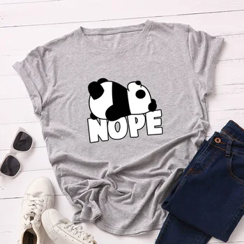 Mielas Panda noriu Miego Atspausdinti Medvilnės trumparankoviai moteriški marškinėliai Atsitiktinis Minkštas Moterų marškinėliai Moterų Plius Dydis Moteris Viršuje