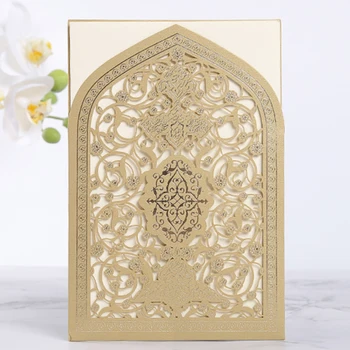100vnt Elegantiškas pjovimas Lazeriu Vestuvių kvietimai Islamo Musulmonų Kortelės Ramadanas Vestuvių Dekoravimas Sveikinimo Kortele Šalies Prekių