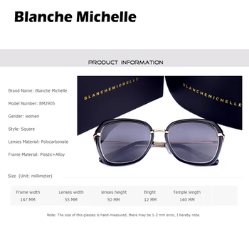 Blanche Michelle 2019 Aikštė Akiniai nuo saulės Moterims Poliarizuota UV400 Saulės Akiniai Moterų vairavimo gafas de sol mujer Derliaus oculos
