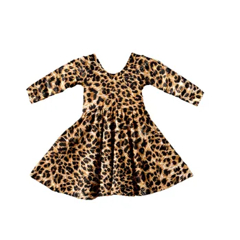 Kūdikių Mergaičių, Vaikų Drabužiai Mergaitėms Leopard Suknelė Spausdinti Modelio Medvilnės Ilgomis Rankovėmis Suknelė Patenka Merginos Baby Boutique Suknelės