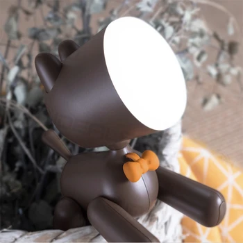 Naktį lempos Mielas Medvilnės šuo Formos Smart LED nakties šviesos USB Dviem pamainomis, tamsos Lovos, Miegamojo Kambarį Apdaila