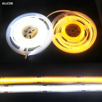 0,5 m 1m 12W/m LED, COB minkštos Juostelės Šviesos Šaltinis 12V 24V DC Šiltai Baltos spalvos lanksti Juosta šviesos diodu (LED) Lemputę lauko 