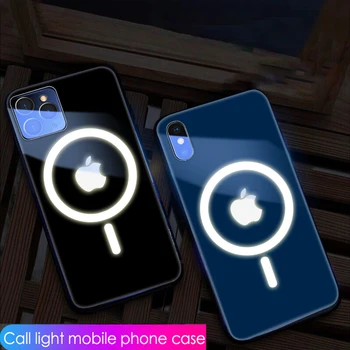 Tinka iPhone 12 7 8 X XR 11 pro Max mini mobilųjį telefoną atveju stiklo balso kontroliuojamas šviesos magnetinis siurbimo MagSafe shell
