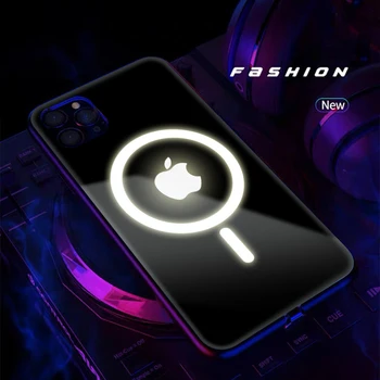 Tinka iPhone 12 7 8 X XR 11 pro Max mini mobilųjį telefoną atveju stiklo balso kontroliuojamas šviesos magnetinis siurbimo MagSafe shell