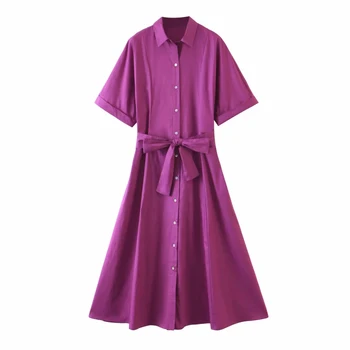ZXQJ derliaus moterims, elegantiška violetinė ilga suknelė 